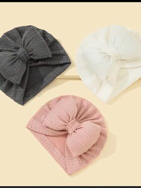 3-Pack Baby Bow Decorative Hats